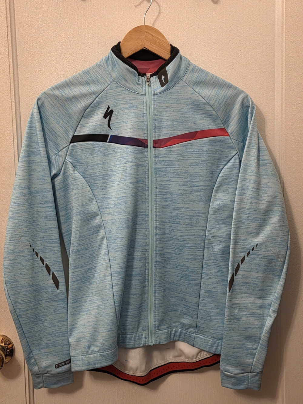 Specialized Thermal Cycling Jersey Women's Medium Full Zip Long Sleeve Blue Pink